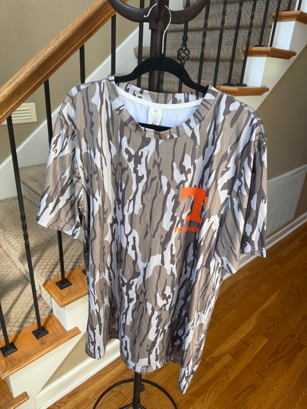 Source Unknown Men’s Camo Short Sleeve Tee with Orange Logo